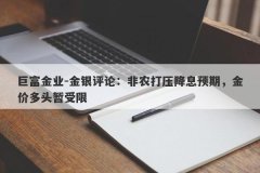 巨富金业-金银评论：非农打压降息预期，金价多头暂受限