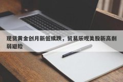 现货黄金创月新低续跌，贸易乐观美股新高削弱避险